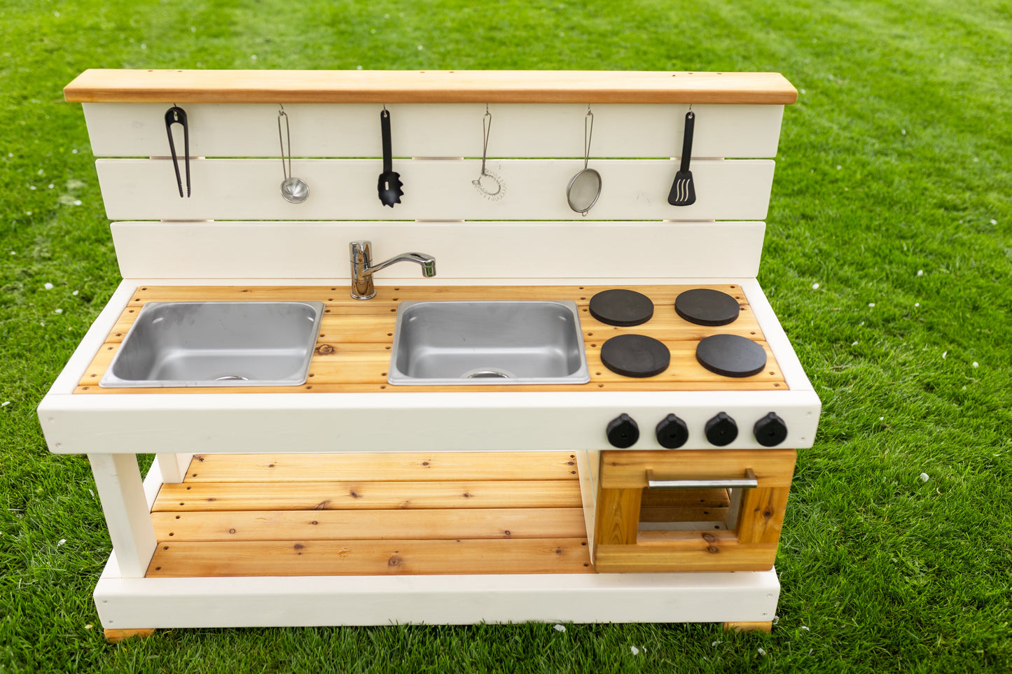 Painted Mud Kitchen with Oven and Working Sink