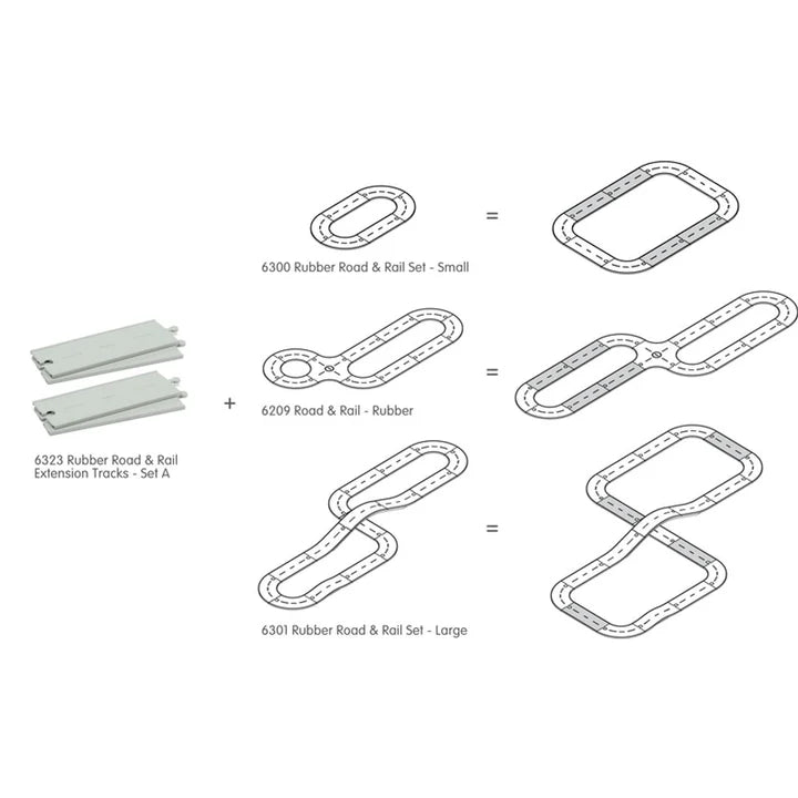 (DAMAGED BOX) Rubber Road & Rail Expansion Tracks - Set A - by Plantoys