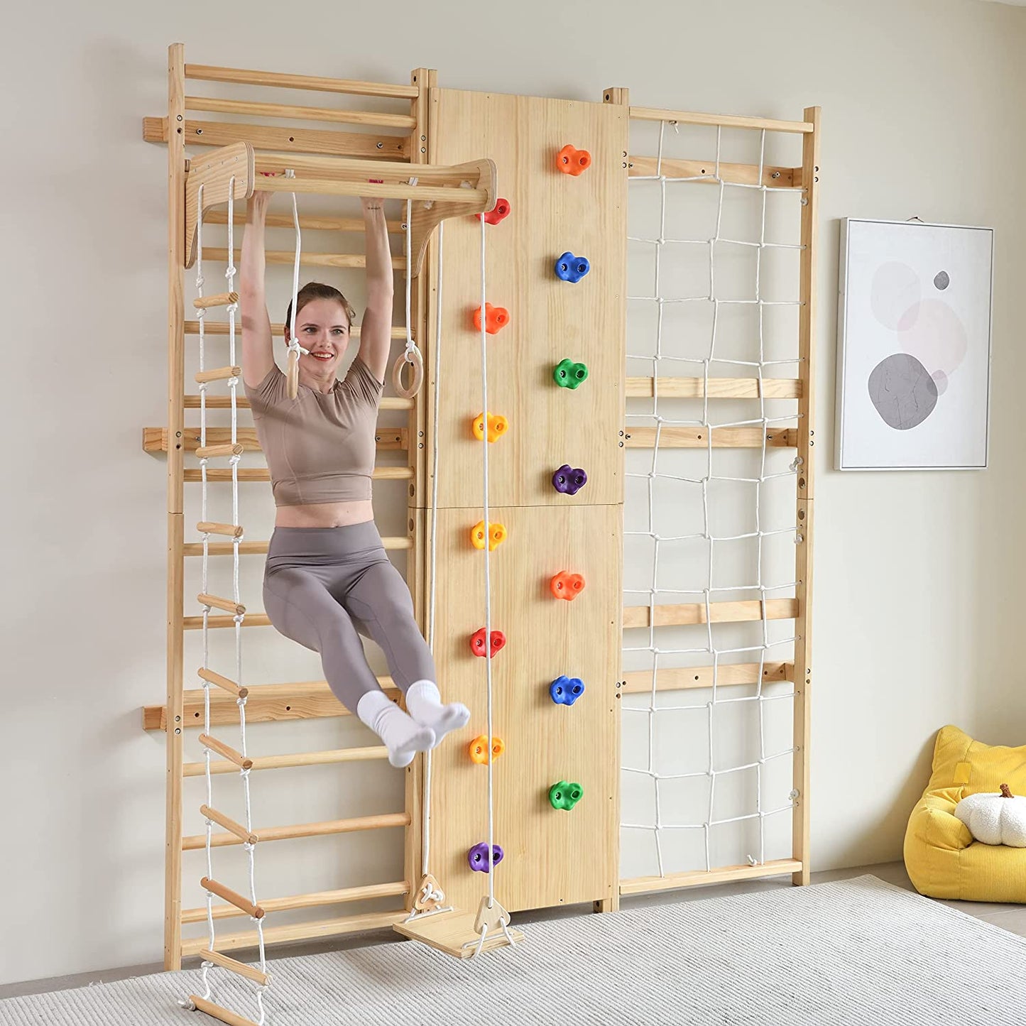 Walnut - 9-in-1 Swedish Ladder Wall Gym and Climber by Avenlur