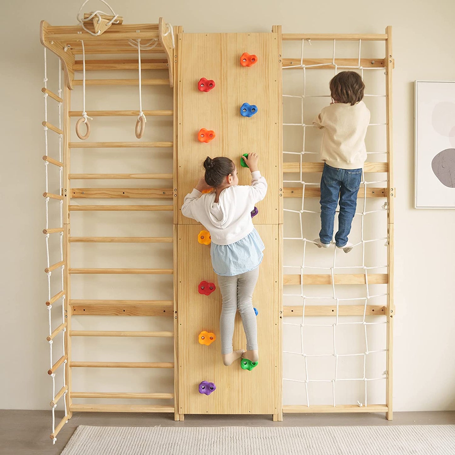 Walnut - 9-in-1 Swedish Ladder Wall Gym and Climber by Avenlur