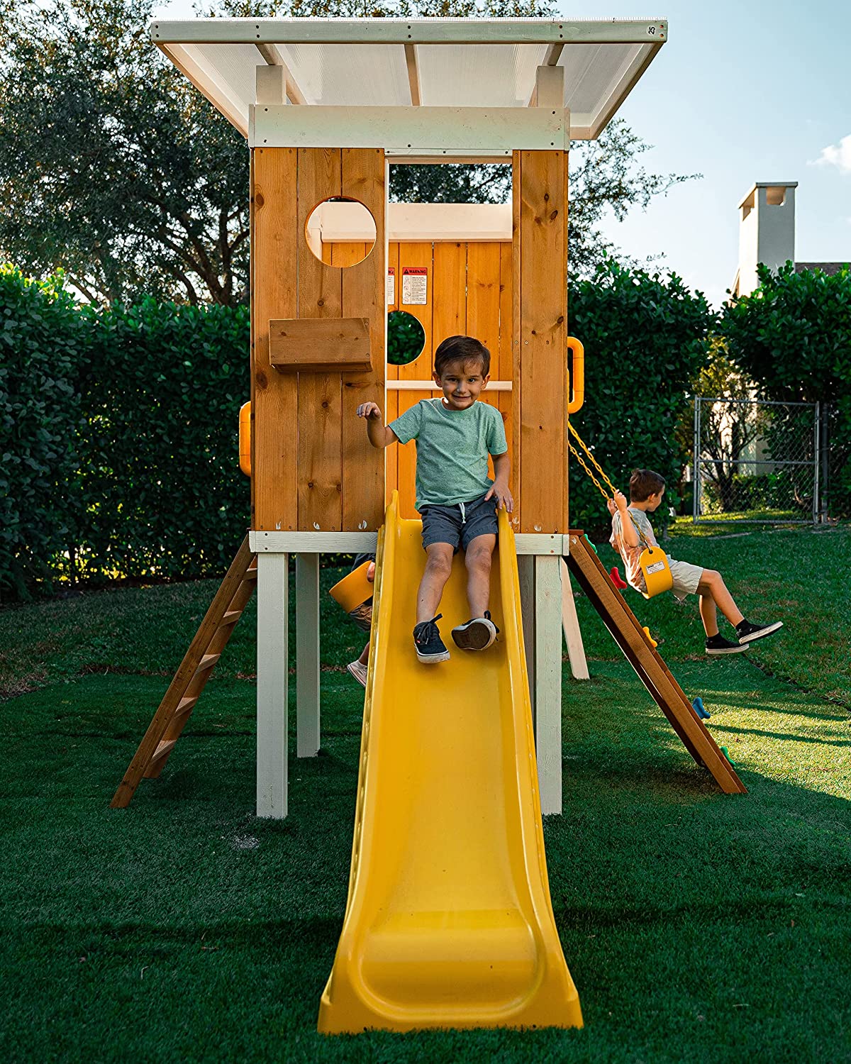 Forest - Modern Backyard Outdoor Swing Set 2 Swings And Trapeze Bar by Avenlur