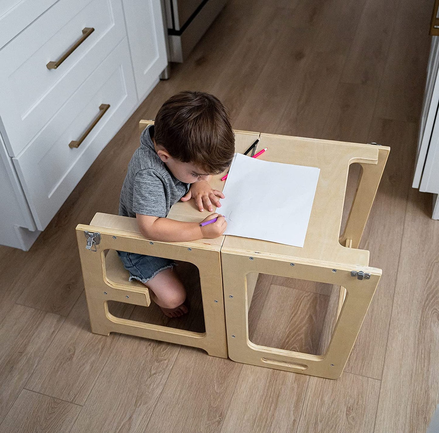 4 in 1 Kitchen Tower, Desk, Step Stool and Chalkboard by Avenlur
