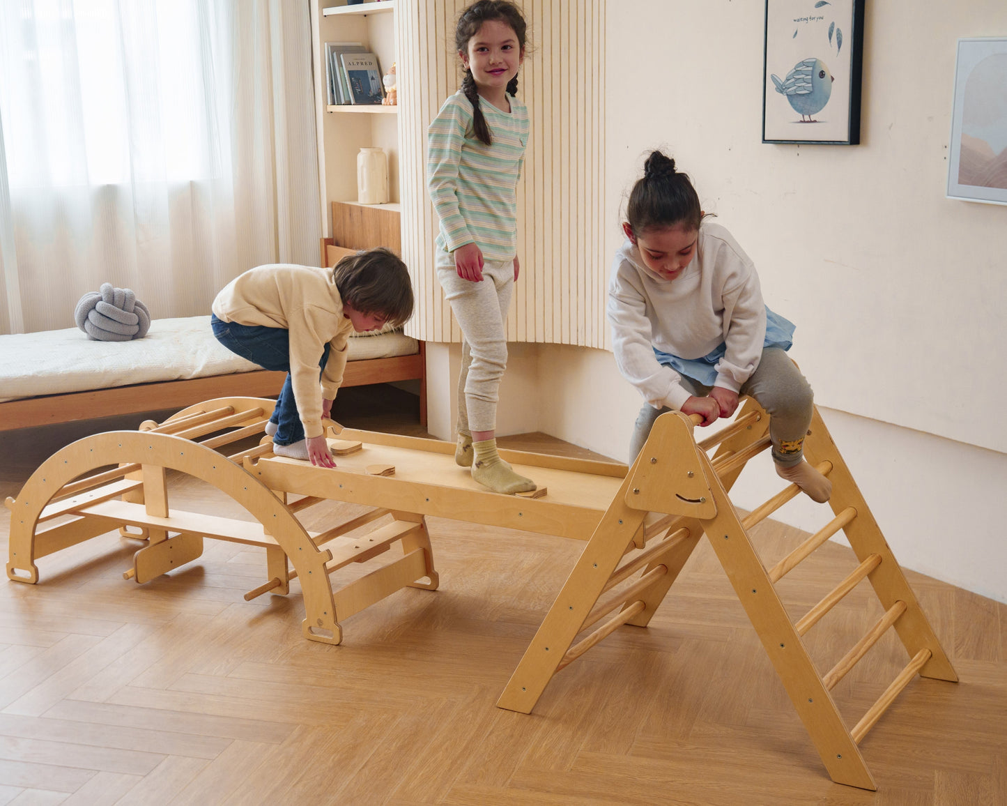 Bazel - Pikler 6-in-1 Climber with Rocker Arch and Slide Set by Avenlur