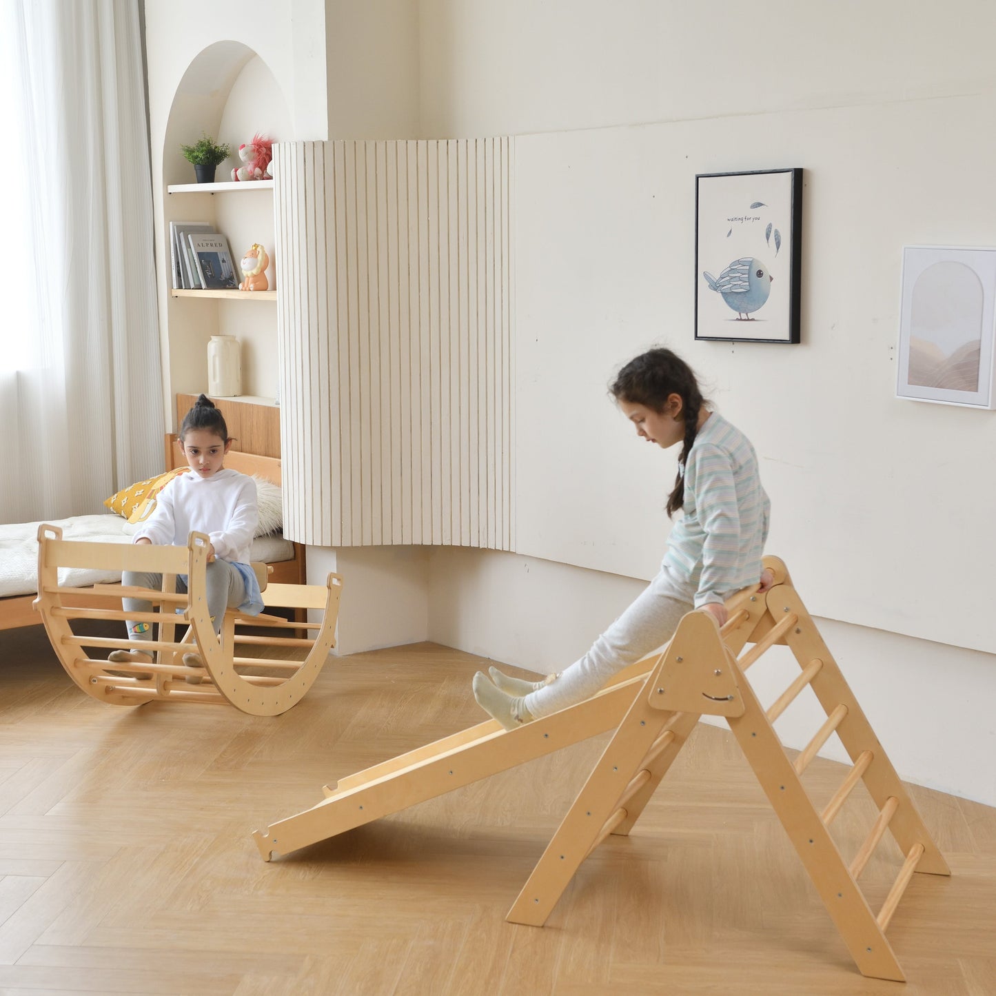 Bazel - Pikler 6-in-1 Climber with Rocker Arch and Slide Set by Avenlur