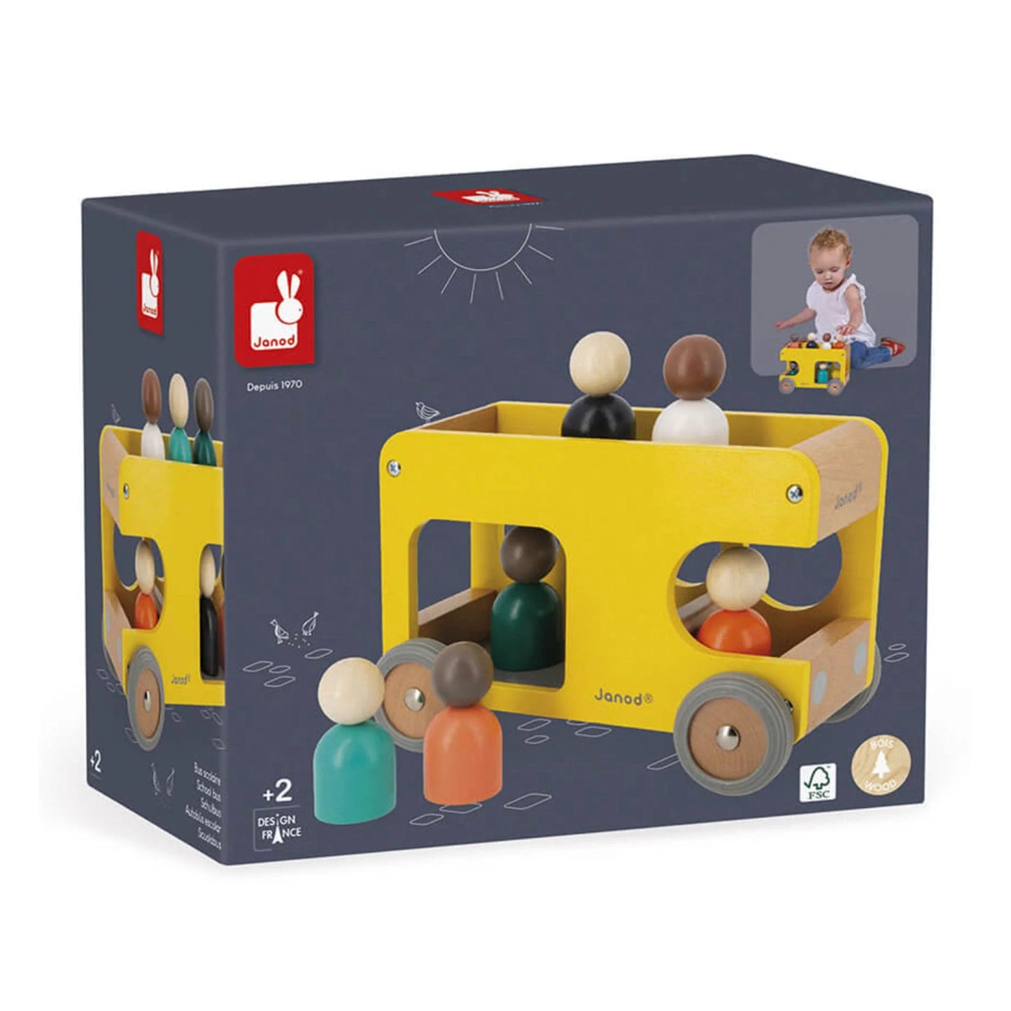 Janod - Bolid Solid Wood School Bus