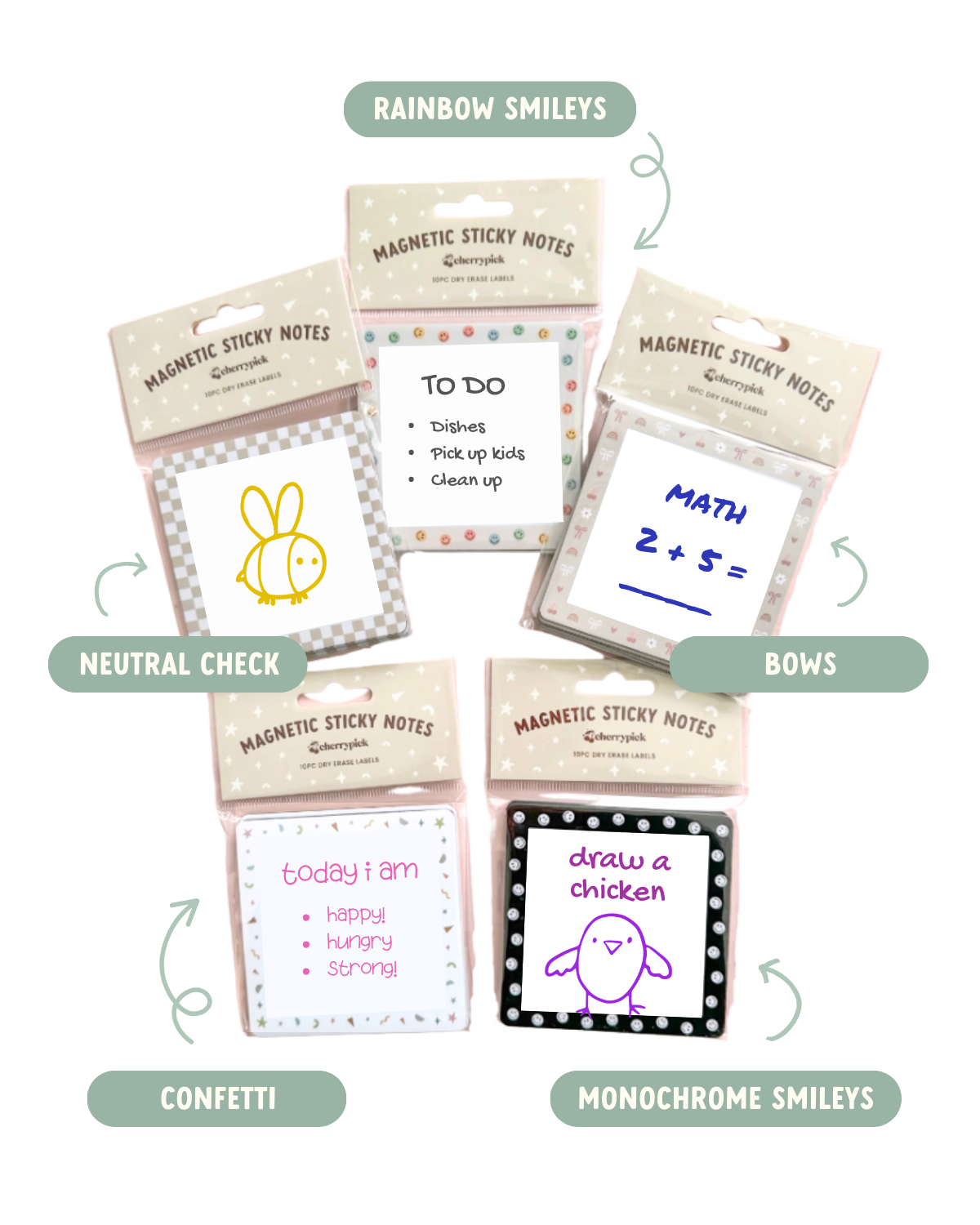 Magnetic Sticky Notes (10pc Dry Erase Labels)