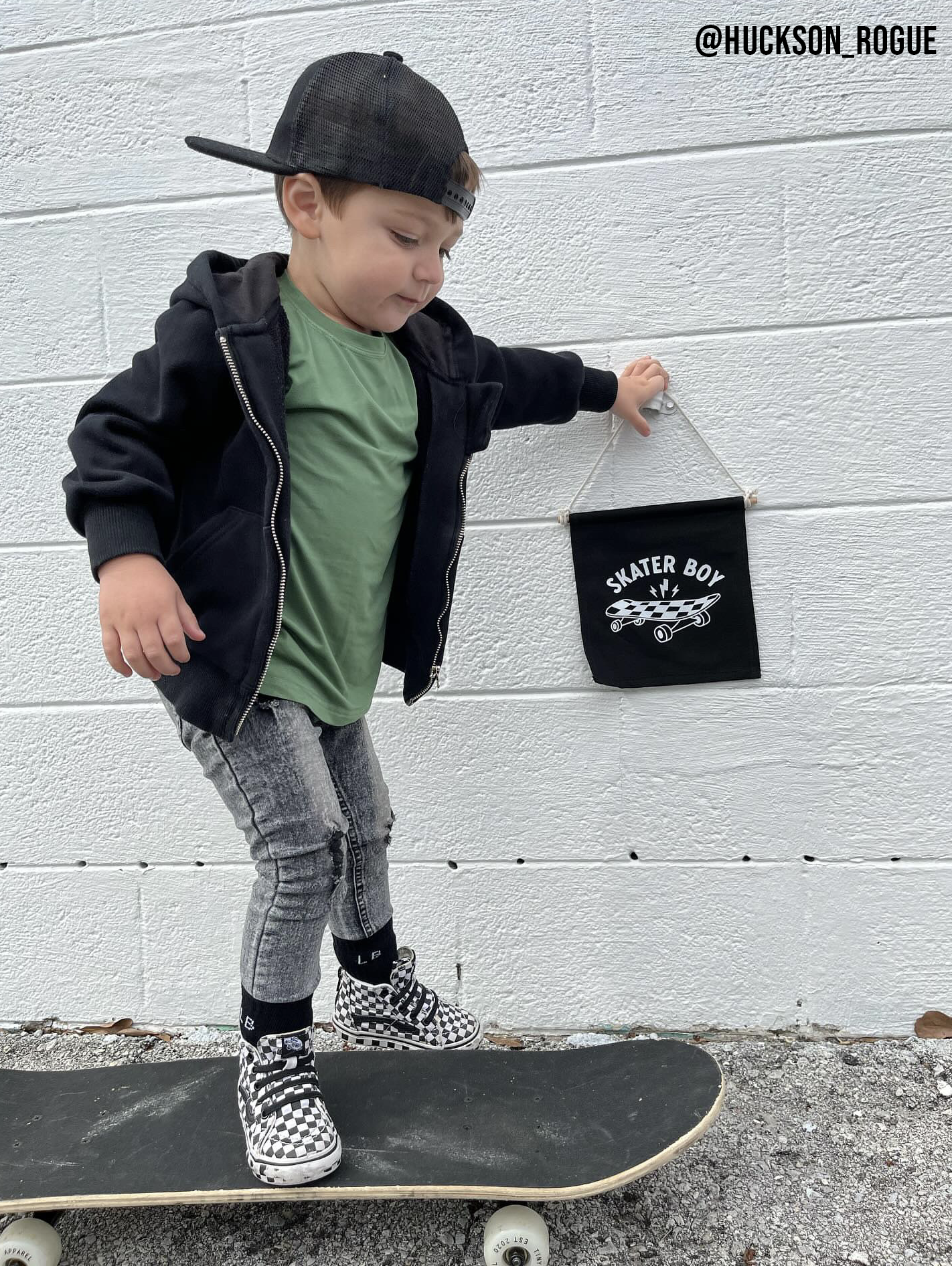 Skater Boy (Black) Canvas Hang Sign