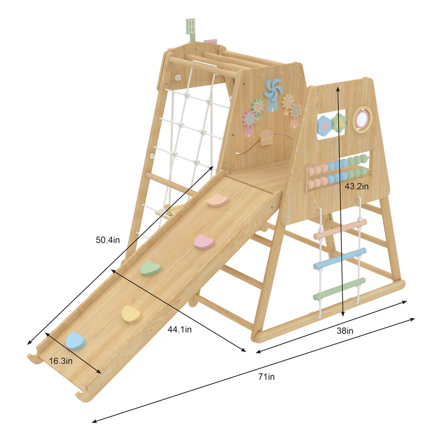 Cherry 5-in-1 Wooden Indoor Climber – Montessori Play Gym for Toddlers & Kids by Avenlur