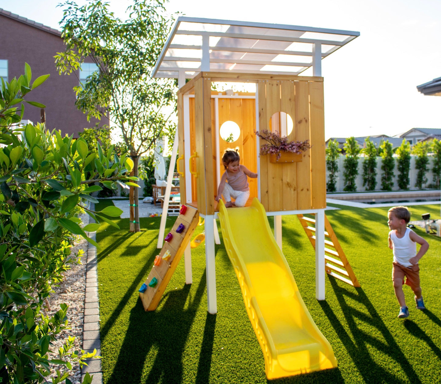 Forest - Modern Backyard Outdoor Swing Set 2 Swings And Trapeze Bar by Avenlur
