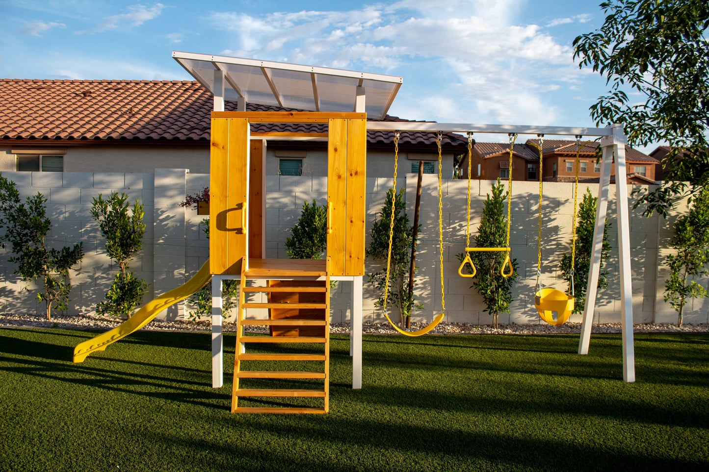 Forest - Modern Backyard Outdoor Swing Set 2 Swings And Trapeze Bar by Avenlur