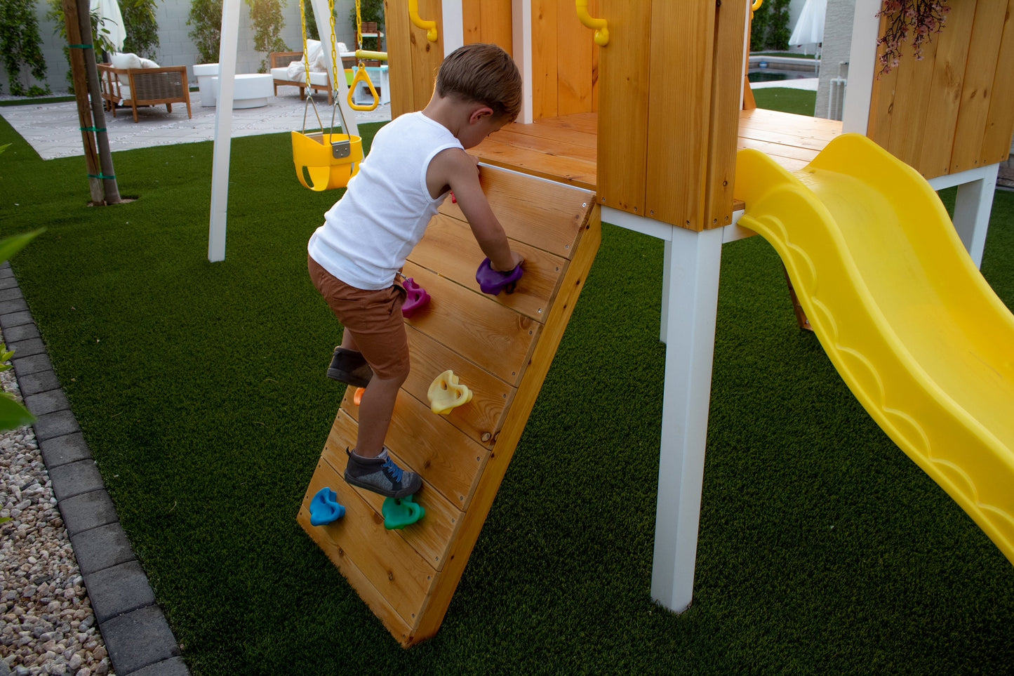Forest - Modern Backyard Outdoor Swing Set 2 Swings And Trapeze Bar by Avenlur