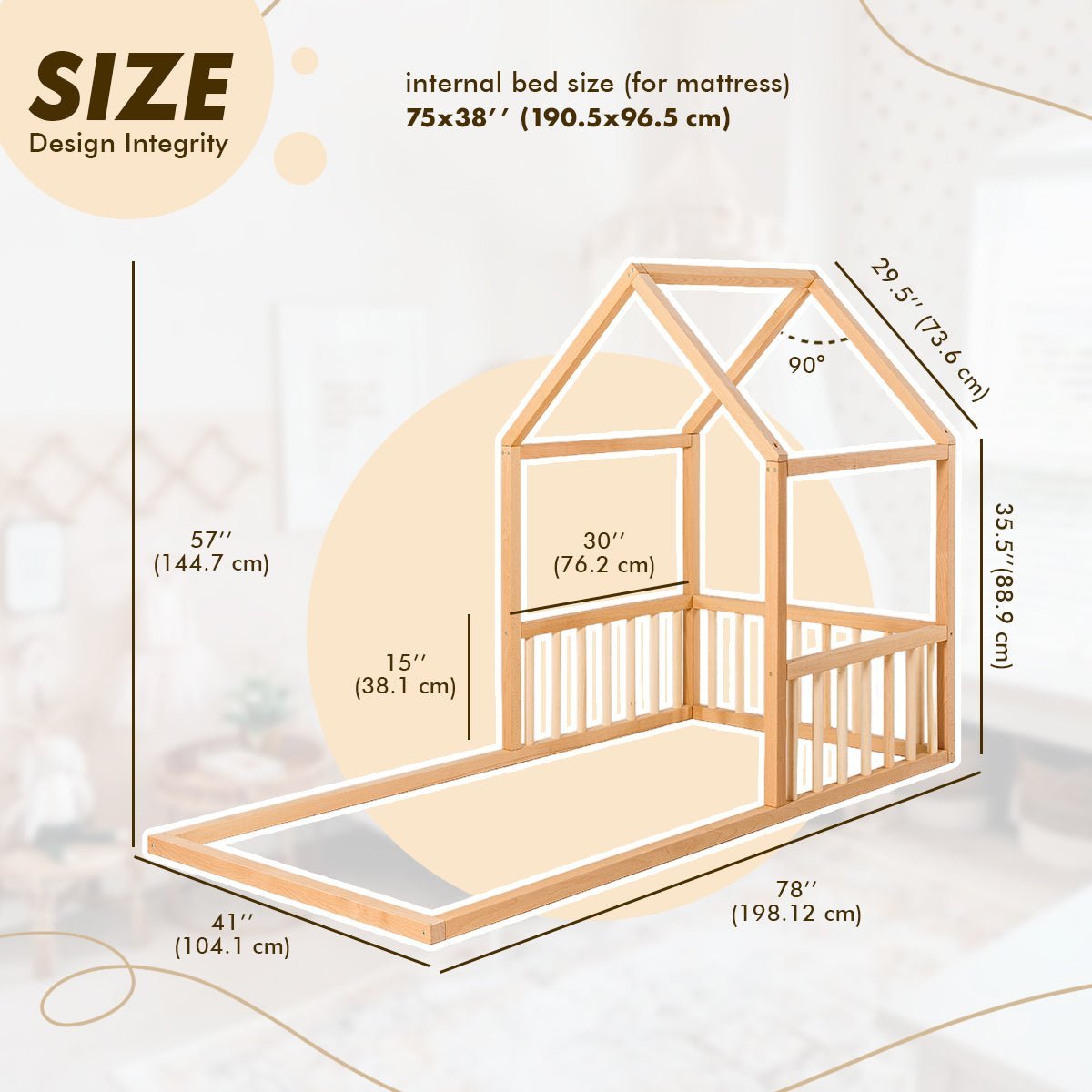 Small House Bed For Kids and Toddlers from 2 y.o. (US Twin-Size)