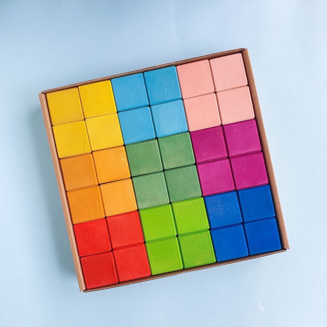 Avdar Classic Cube Blocks (Rainbow/Pastel) - Wood Wood Toys Canada's Favourite Montessori Toy Store