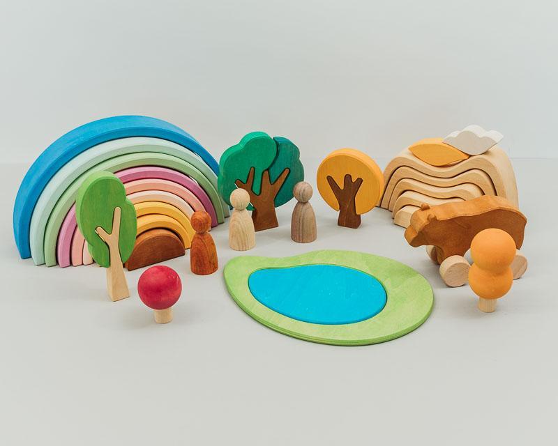 Avdar Mountain Sun and Cloud Stacker - Wood Wood Toys Canada's Favourite Montessori Toy Store