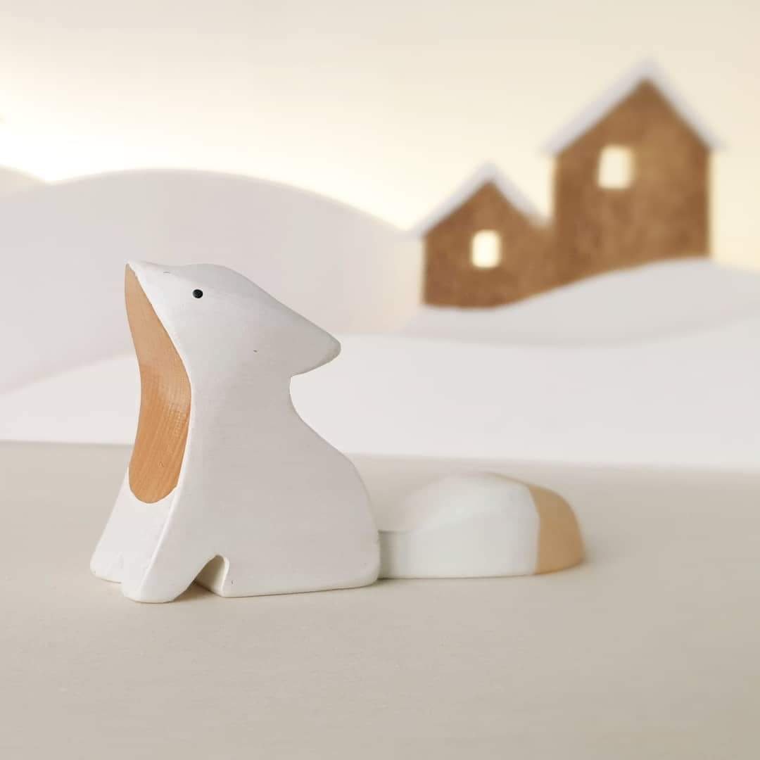 Brin d'Ours Handmade Arctic Fox - Wood Wood Toys Canada's Favourite Montessori Toy Store