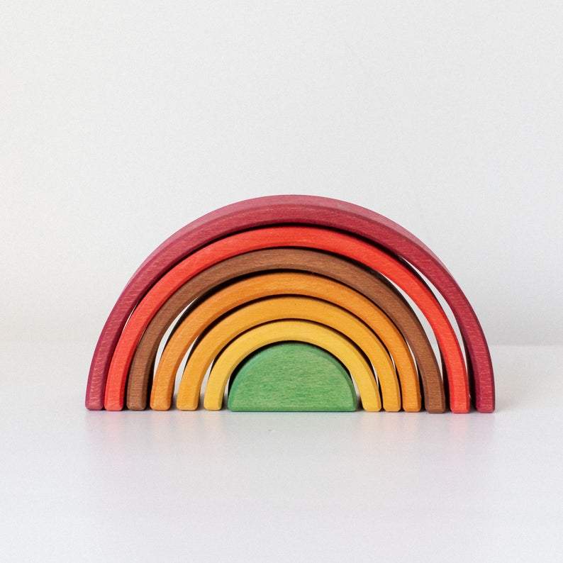Deluxe Small Rainbow Stacker by Avdar Toys - Wood Wood Toys Canada's Favourite Montessori Toy Store