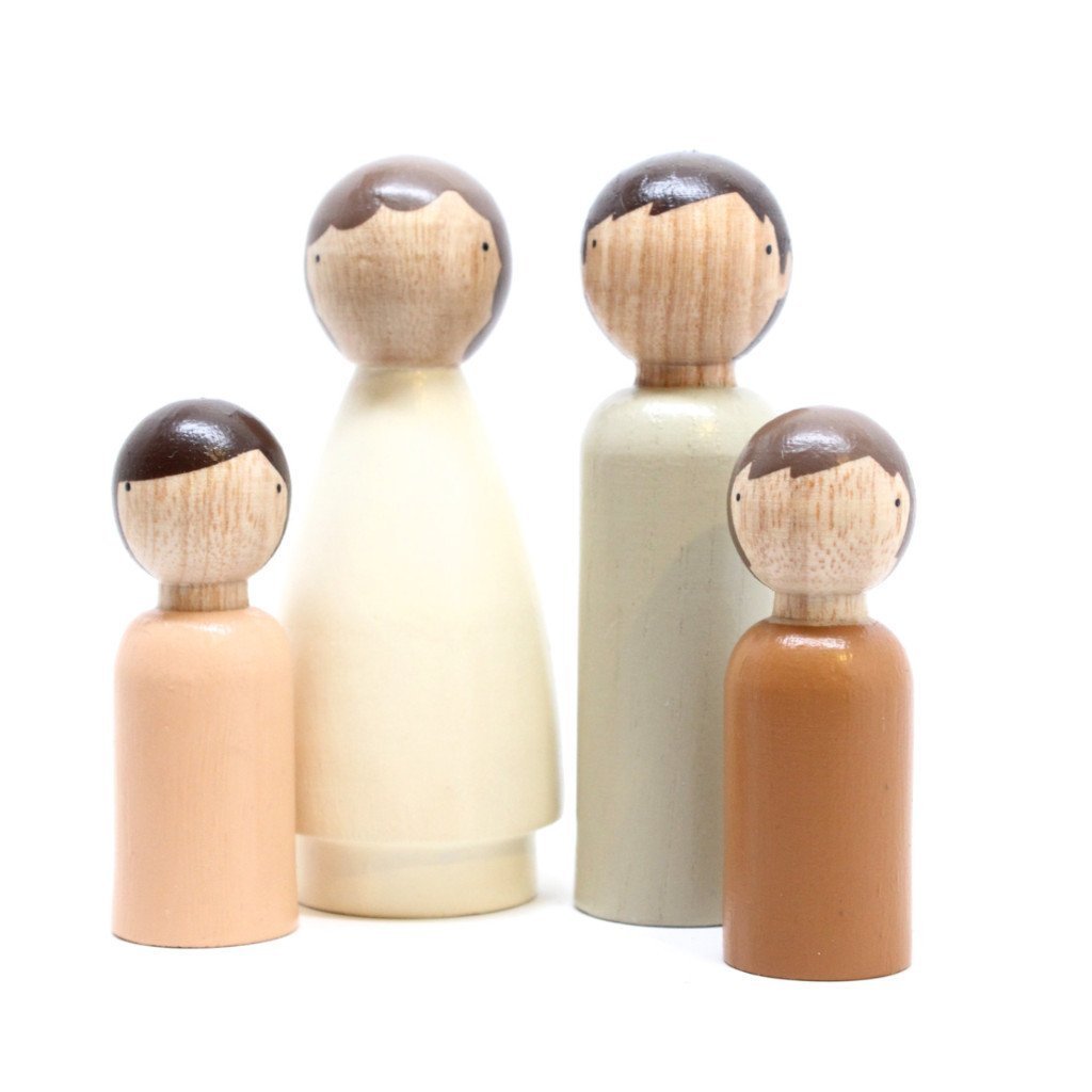 Goose Grease Wooden Peg Dolls - The Organic Family - Wood Wood Toys Canada's Favourite Montessori Toy Store