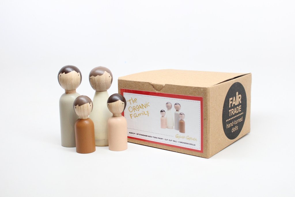 Goose Grease Wooden Peg Dolls - The Organic Family - Wood Wood Toys Canada's Favourite Montessori Toy Store