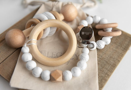 Modern Baby Gift Set in White by Legacy Learning Academy - Wood Wood Toys Canada's Favourite Montessori Toy Store