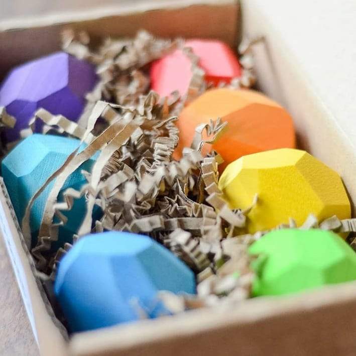 Ocamora 'Teniques' Stacking Stones - Coloured (7 pieces) - Wood Wood Toys Canada's Favourite Montessori Toy Store