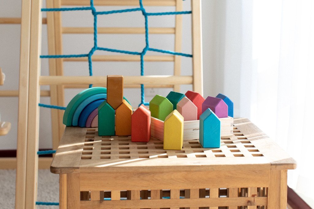 Rainbow House Blocks by Avdar Toys - Wood Wood Toys Canada's Favourite Montessori Toy Store