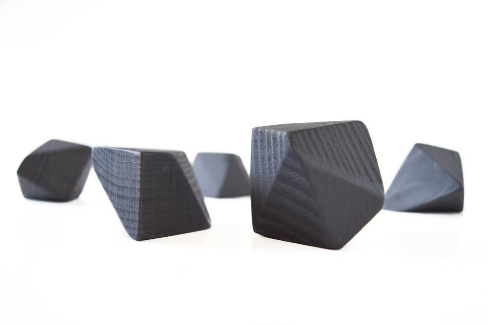 Tiny Coal Rock Blocks (Set of 5) - Wood Wood Toys Canada's Favourite Montessori Toy Store