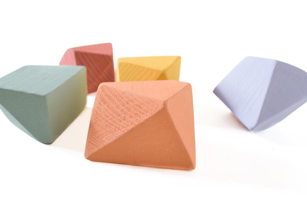 Tiny Rainbow Rock Blocks (Set of 5) - Wood Wood Toys Canada's Favourite Montessori Toy Store