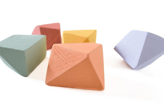 Tiny Rainbow Rock Blocks (Set of 5) - Wood Wood Toys Canada's Favourite Montessori Toy Store