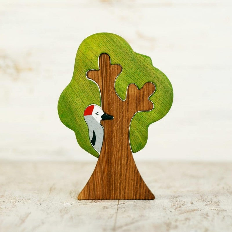 Tree with a Woodpecker - Waldorf Trees by Wooden Caterpillar