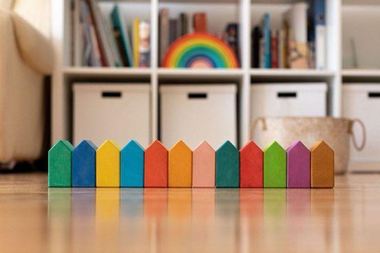 Wood Wood Exclusive Rainbow House Blocks by Avdar - Wood Wood Toys Canada's Favourite Montessori Toy Store
