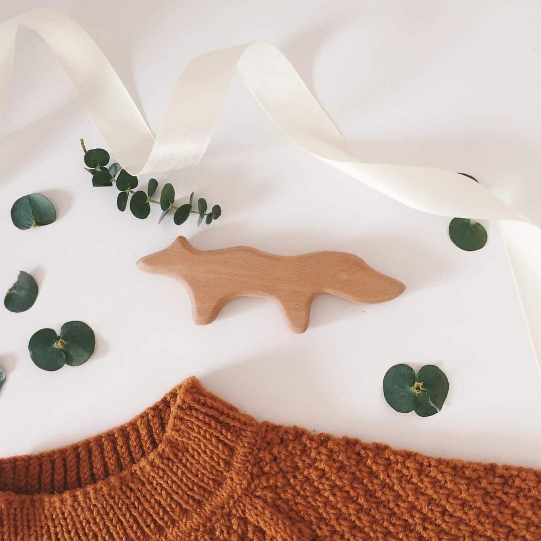 Wooden Fox Teether by Avdar - Wood Wood Toys Canada's Favourite Montessori Toy Store