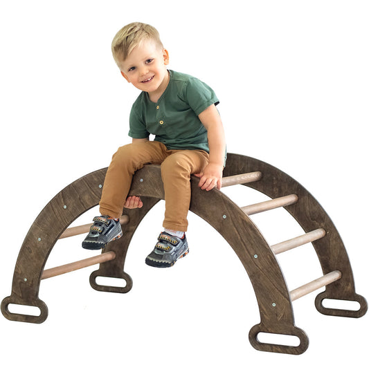 Arche d'escalade et balance à bascule - Grimpeurs Montessori pour enfants 1-7 ans – Chocolat