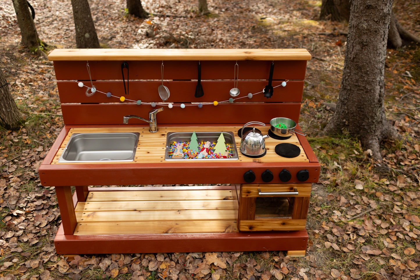Painted Mud Kitchen with Oven and Working Sink