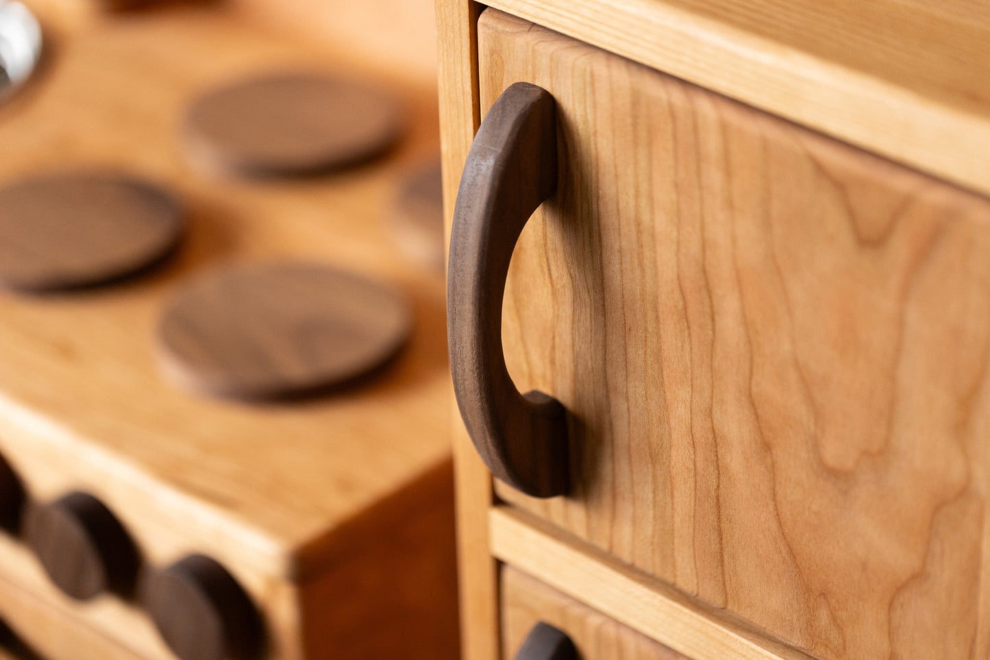Cherry Hardwood Play Fridge - Handmade in Canada