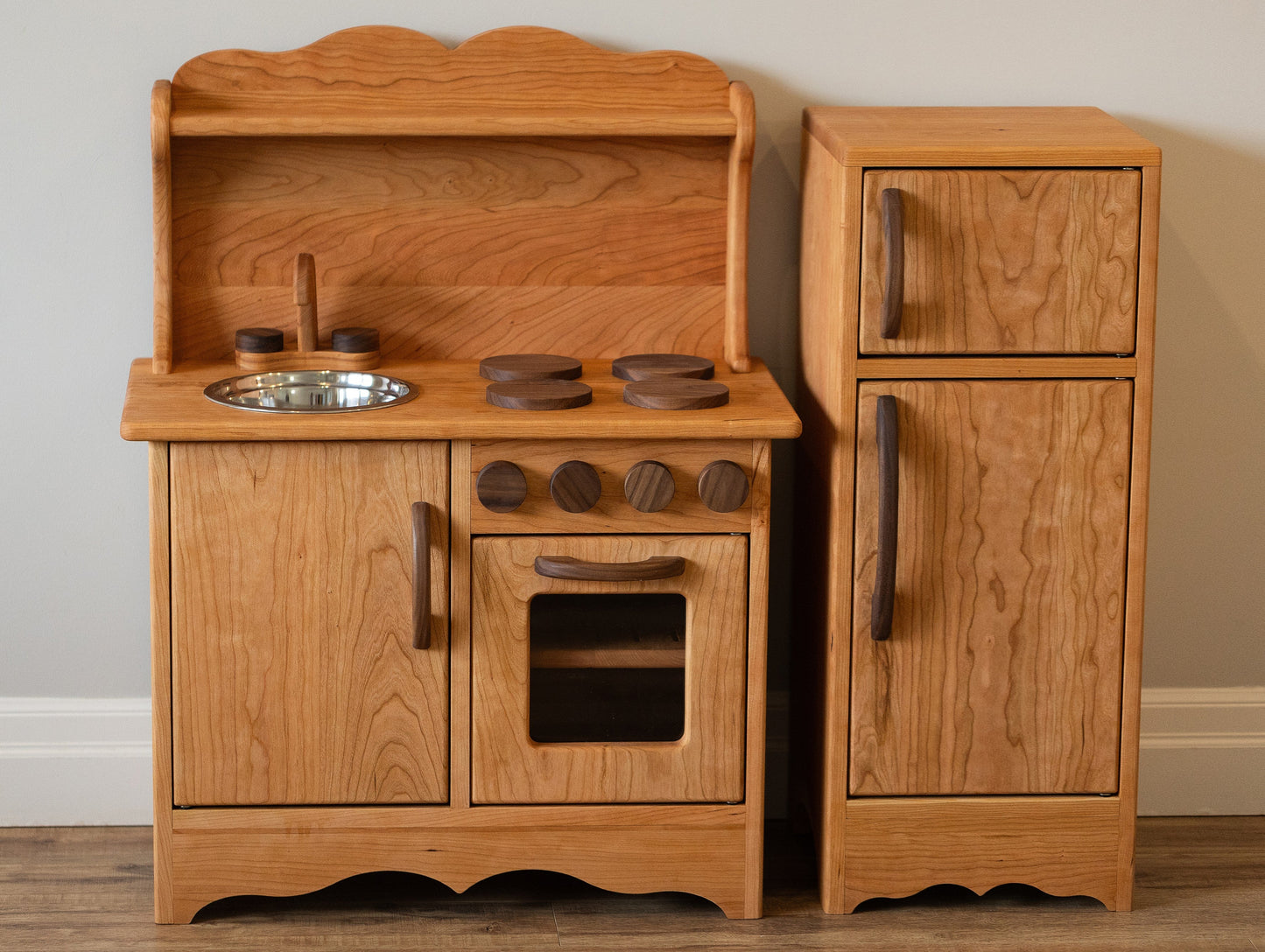 Cherry Hardwood Play Fridge - Handmade in Canada