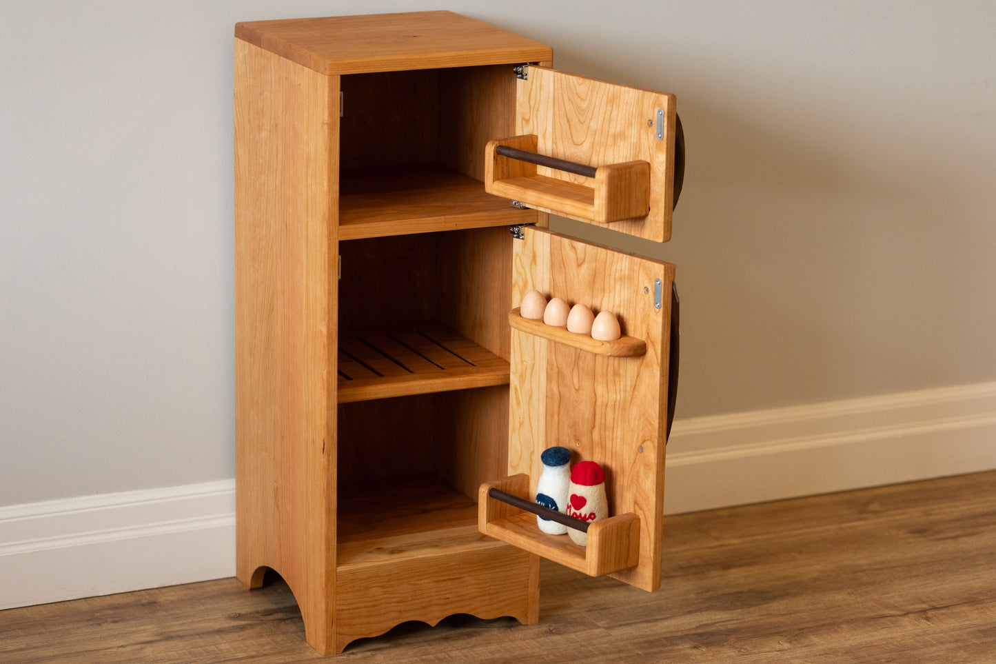 Cherry Hardwood Play Fridge - Handmade in Canada