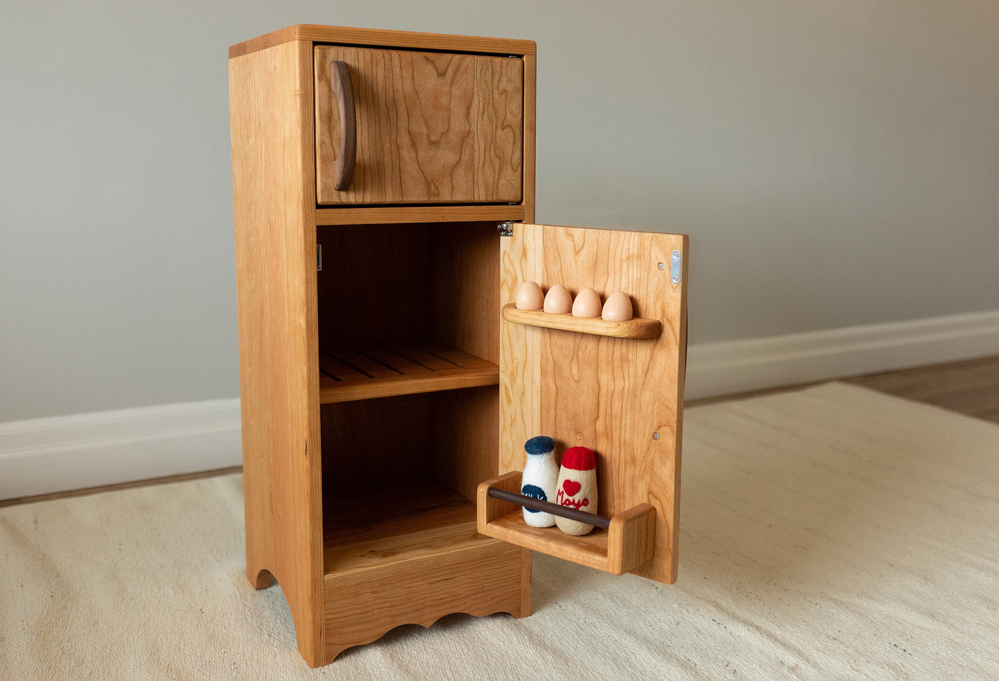 Cherry Hardwood Play Fridge - Handmade in Canada