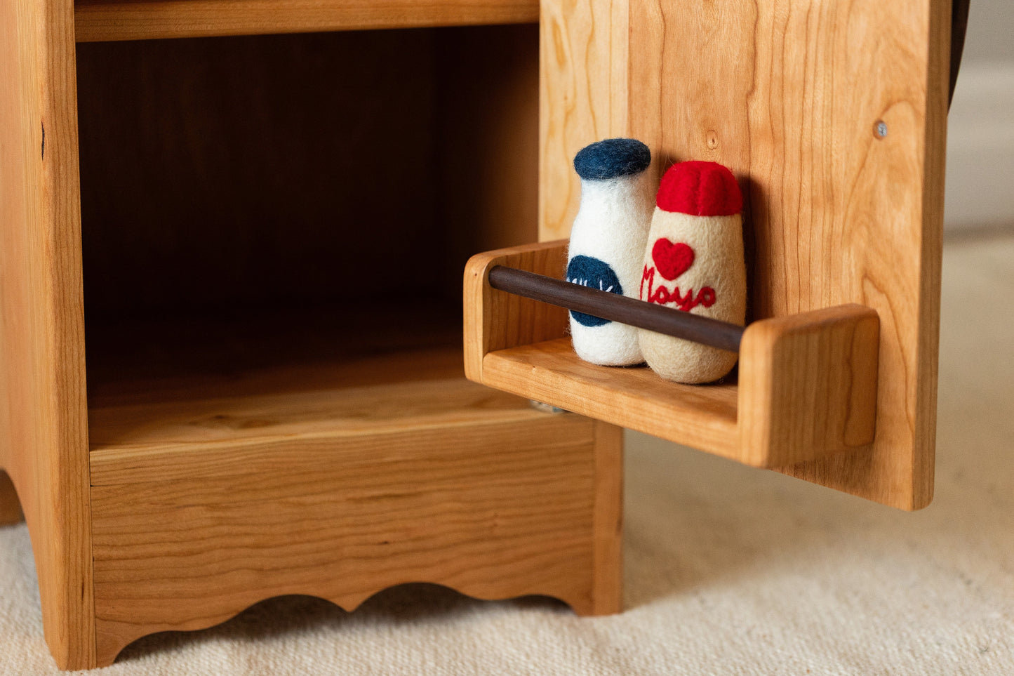 Cherry Hardwood Play Fridge - Handmade in Canada
