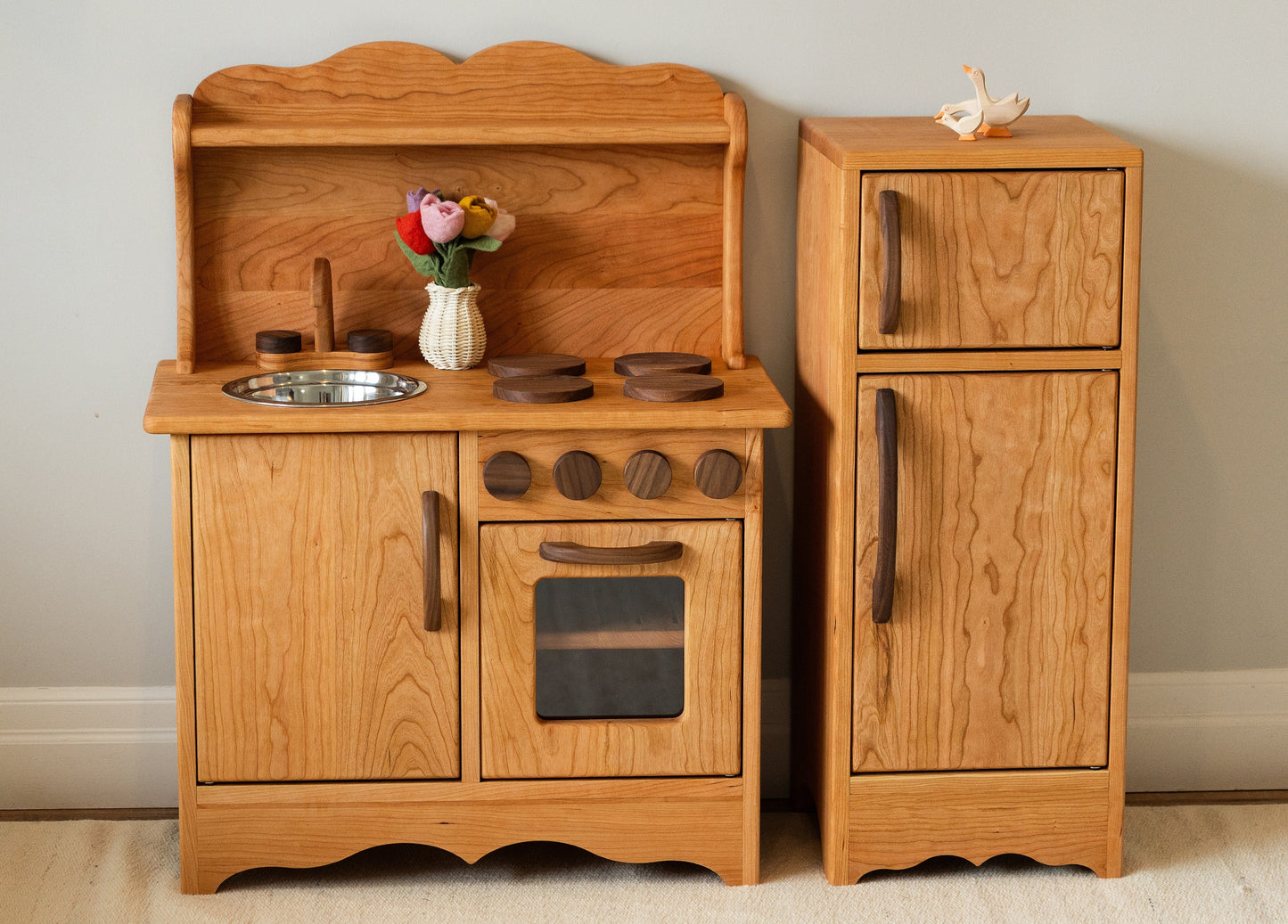 Cherry Hardwood Play Kitchen - Handmade in Canada