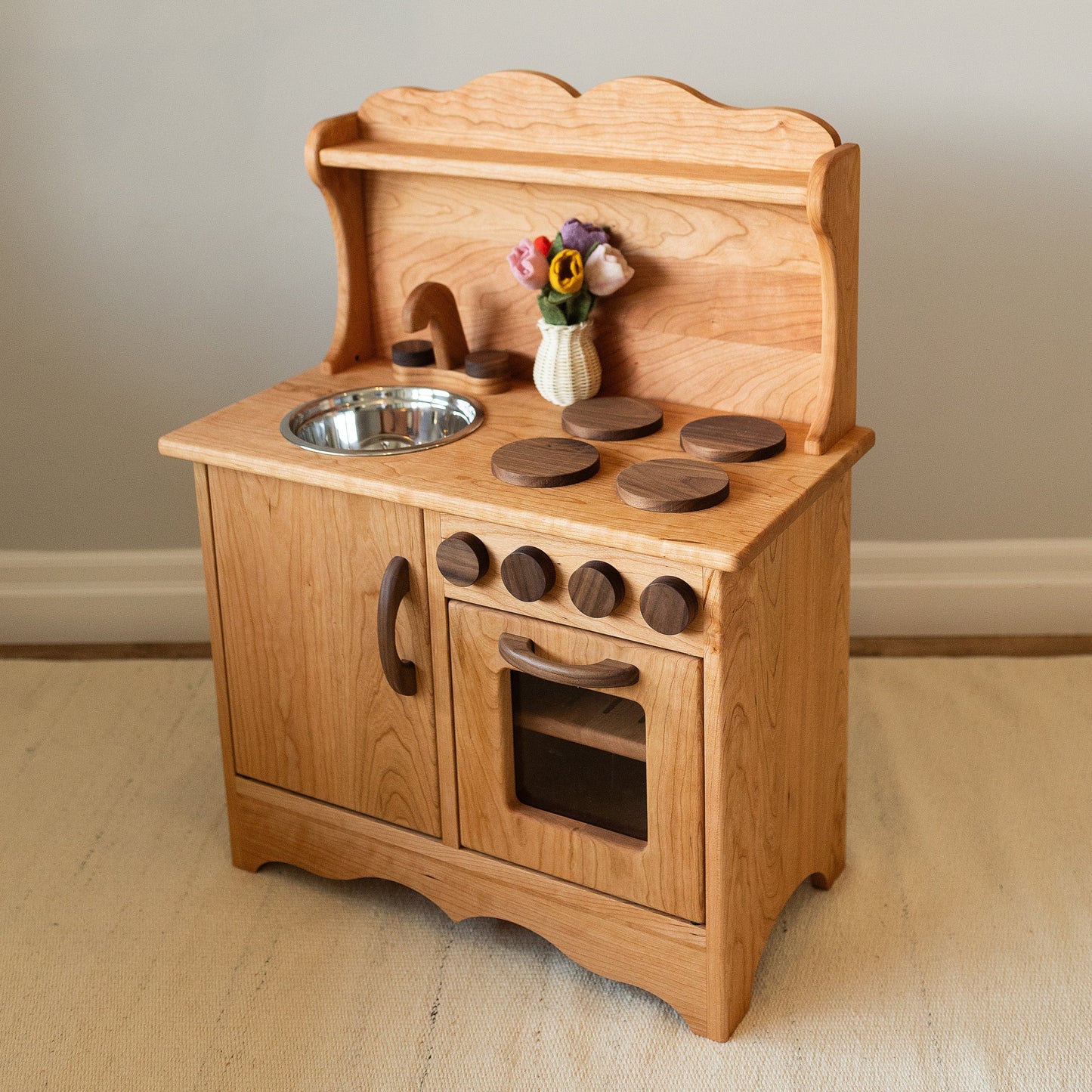 Cherry Hardwood Play Kitchen - Handmade in Canada