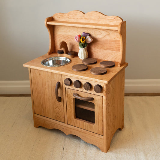 Cherry Hardwood Play Kitchen - Handmade in Canada