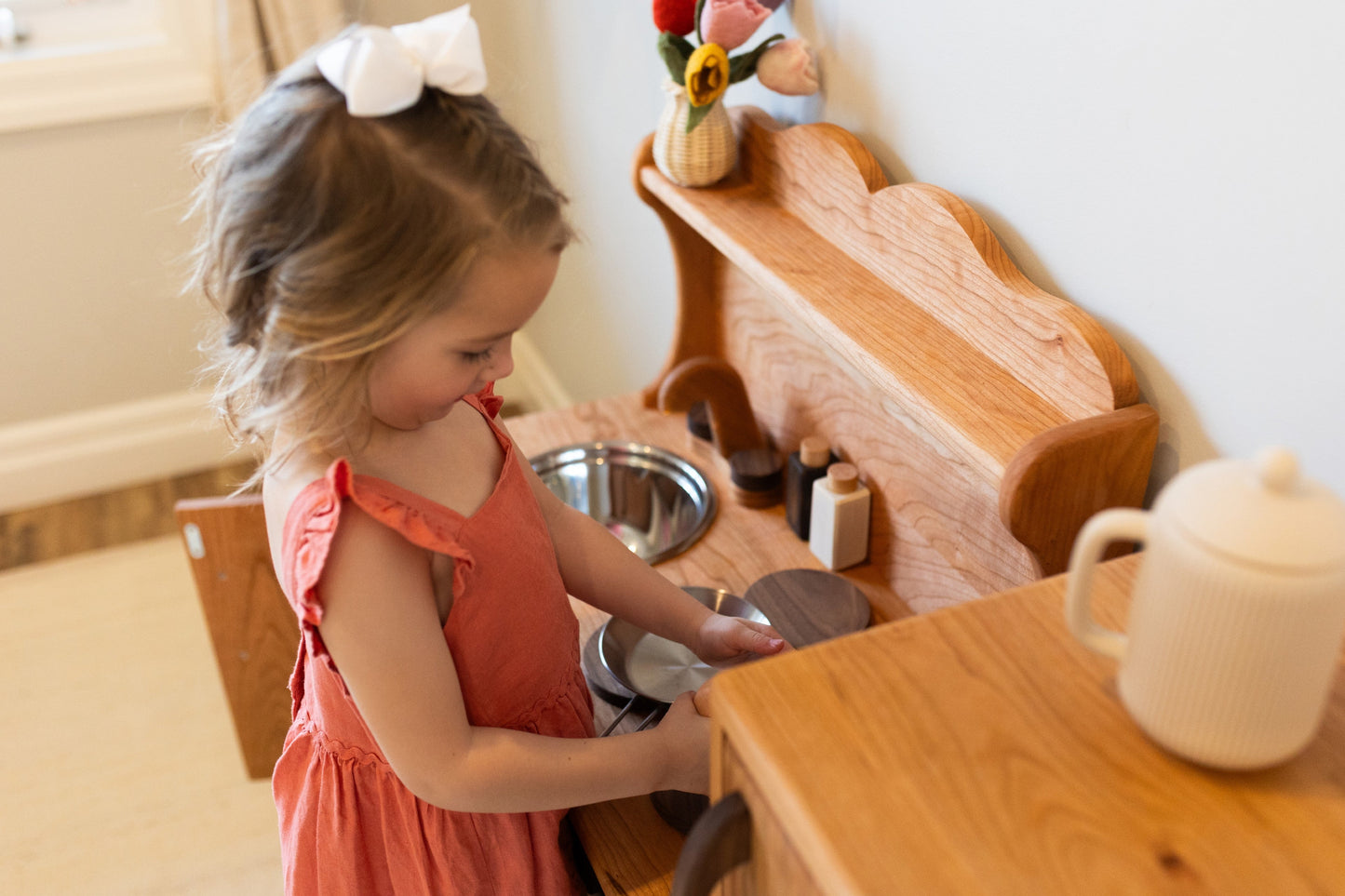 Cherry Hardwood Play Kitchen - Handmade in Canada