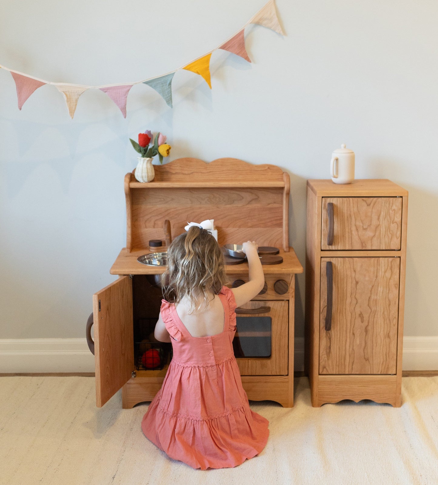 Cherry Hardwood Play Fridge - Handmade in Canada