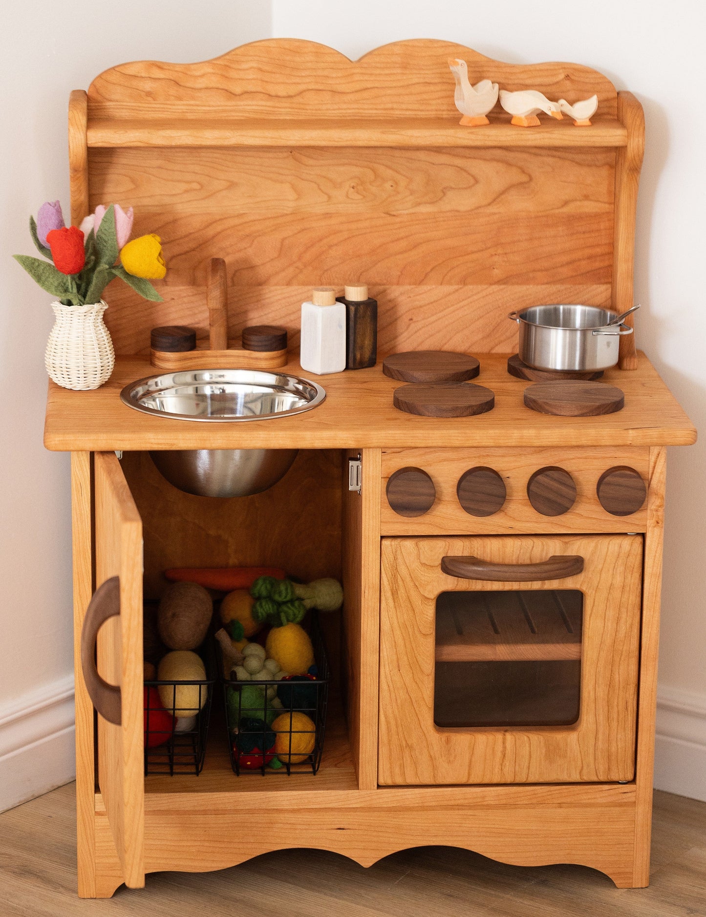 Cherry Hardwood Play Kitchen - Handmade in Canada