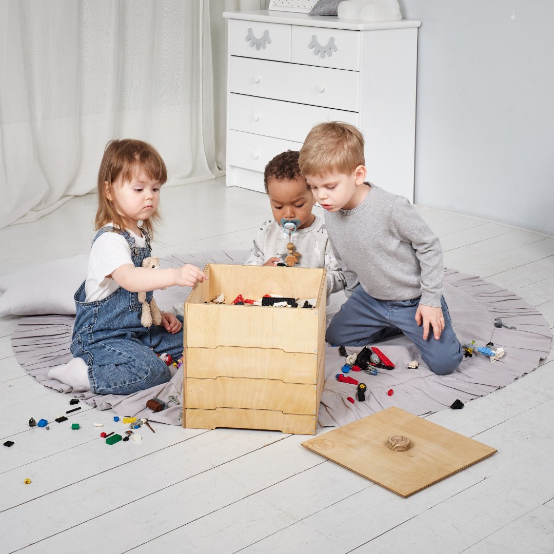 Ensemble d'étagères Montessori 3 en 1 : bibliothèque + étagère à jouets + trieur Lego