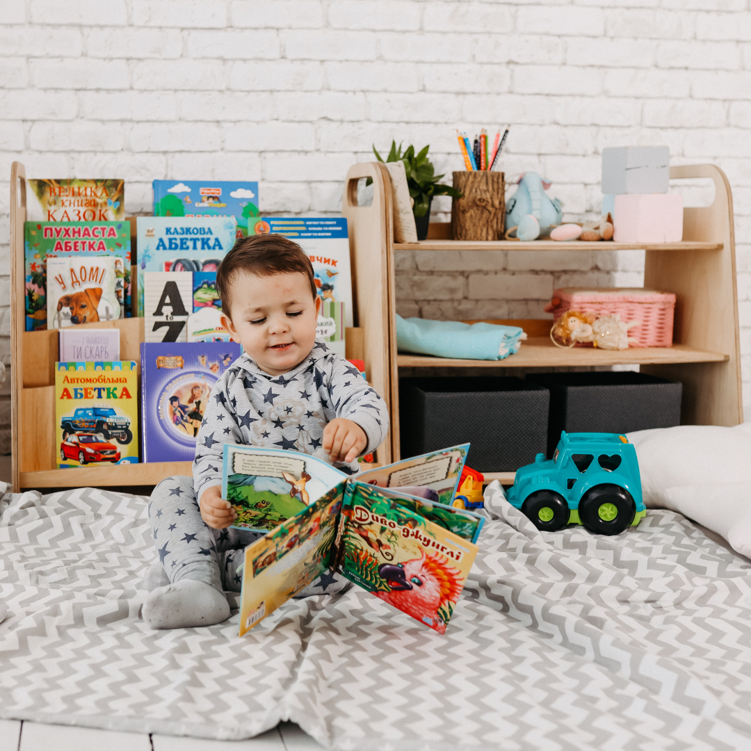 Ensemble d'étagères Montessori 3 en 1 : bibliothèque + étagère à jouets + trieur Lego