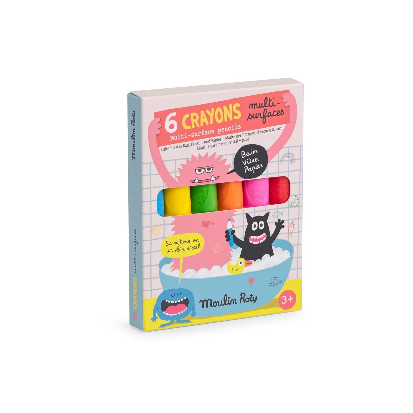 (DAMAGED BOX) Schmouks Multi-Surface Crayons (6 pc) - Moulin Roty