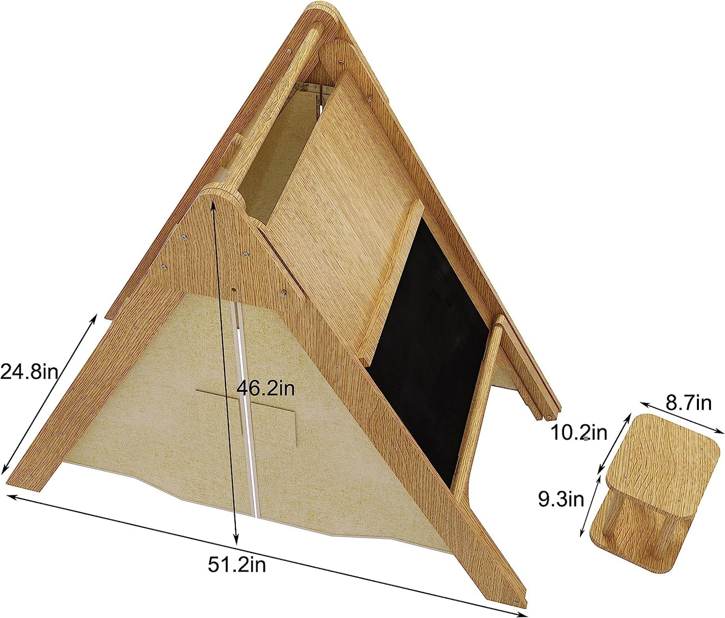 Chêne – Tente d'apprentissage et d'escalade en bois avec bureau et chaise par Avenlur