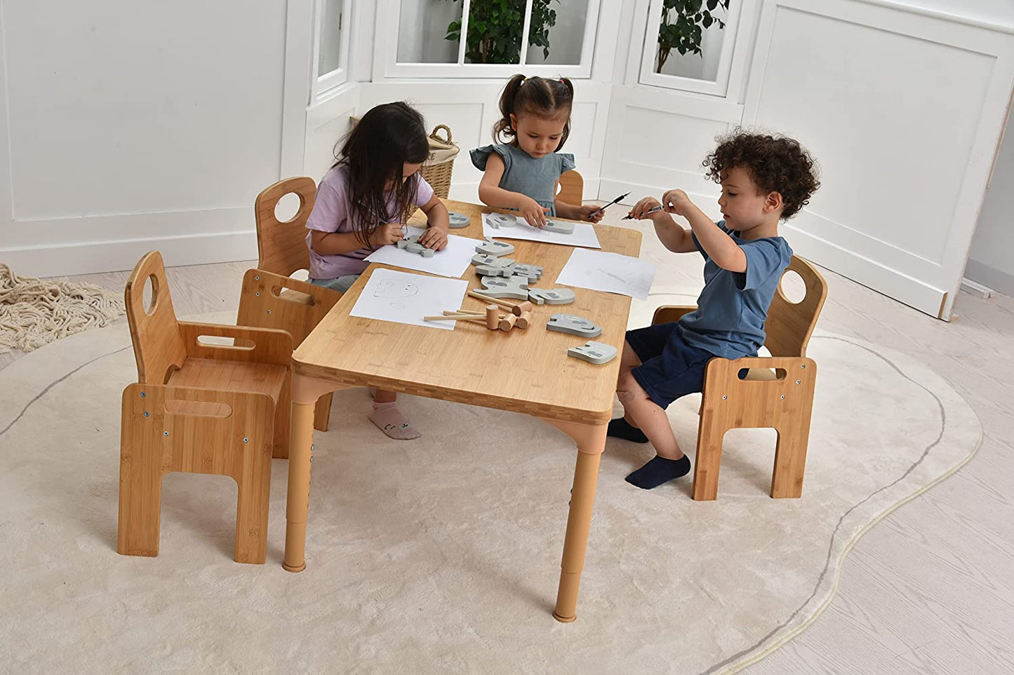 Adrian - Bamboo Toddler Table and Chair 5 Piece Set by Avenlur