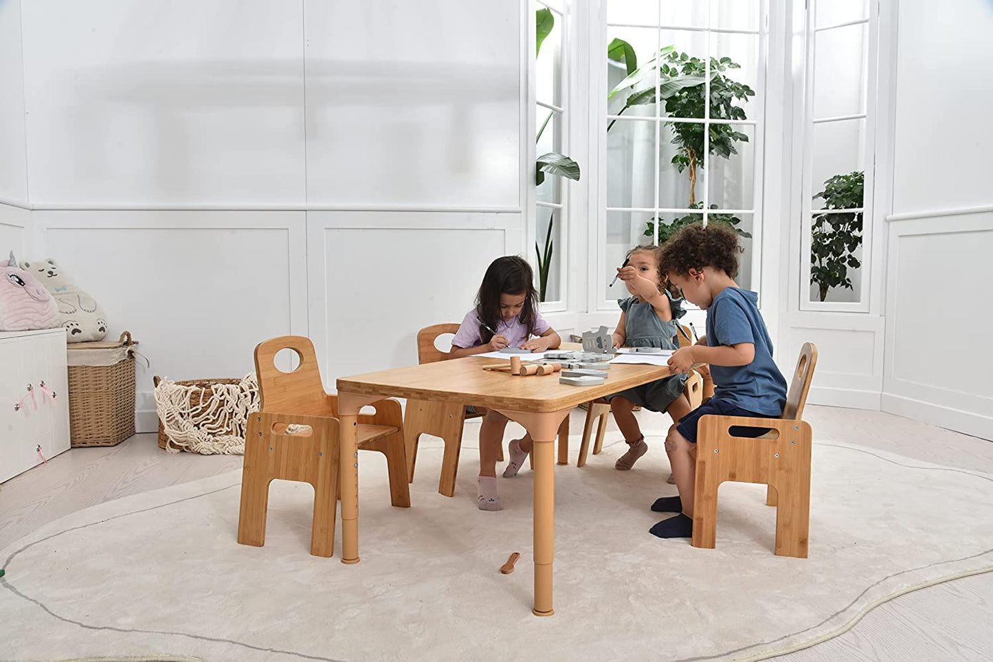 Adrian - Bamboo Toddler Table and Chair 5 Piece Set by Avenlur